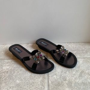 Black Sandals with coloured gems
